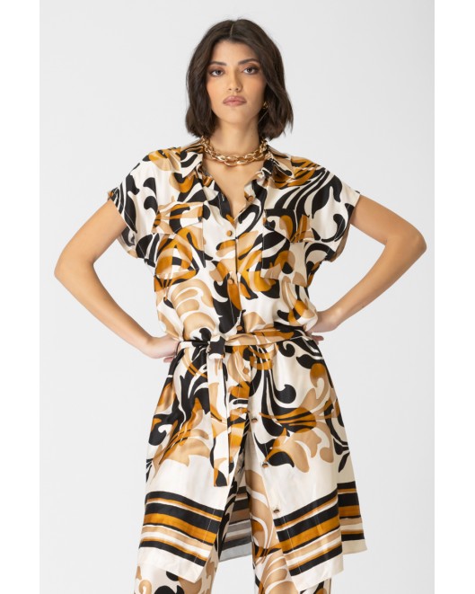 Long shirt printed viscose Foxy with pockets COMFORTABLE FIT