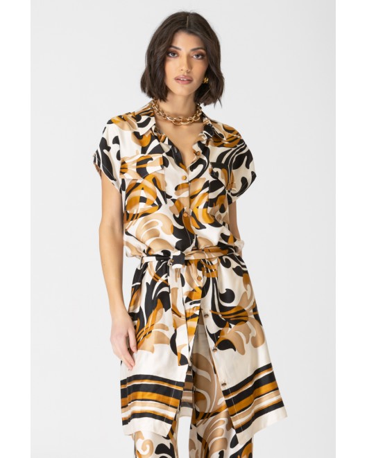 Long shirt printed viscose Foxy with pockets COMFORTABLE FIT