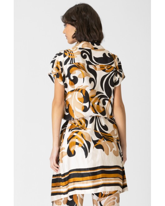 Long shirt printed viscose Foxy with pockets COMFORTABLE FIT