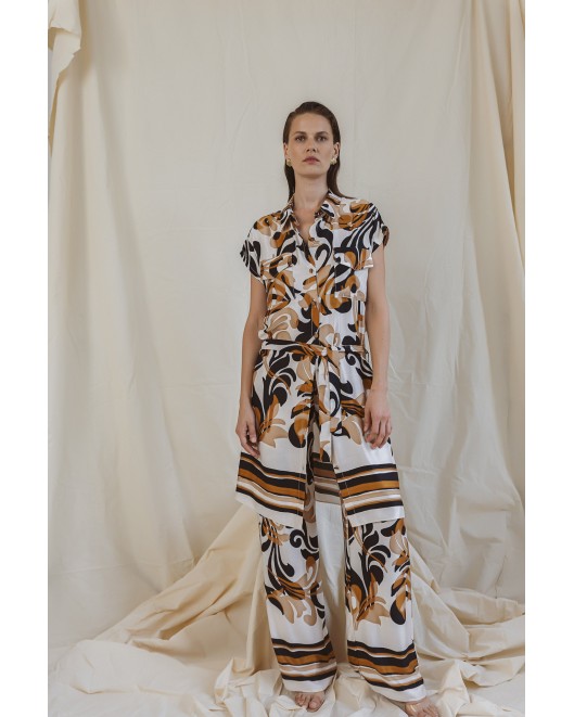 Long shirt printed viscose Foxy with pockets COMFORTABLE FIT