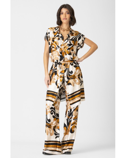 Long shirt printed viscose Foxy with pockets COMFORTABLE FIT