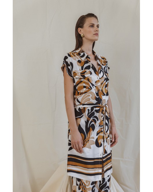 Long shirt printed viscose Foxy with pockets COMFORTABLE FIT