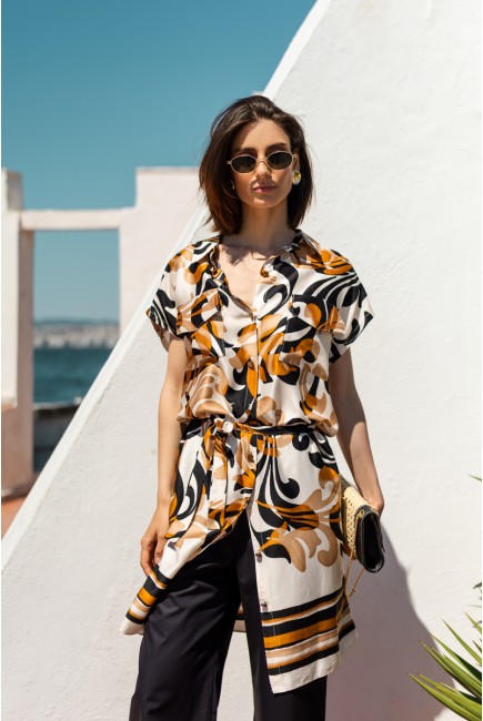 Long shirt printed viscose Foxy with pockets