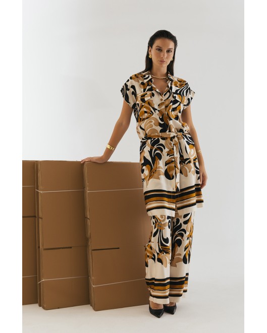 Long shirt printed viscose Foxy with pockets COMFORTABLE FIT