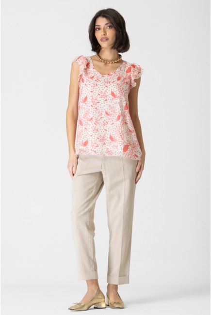 Μπλούζα πουά βολάν διαφάνεια