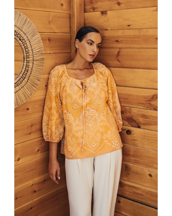 Μπλούζα βαμβακερή με κέντημα