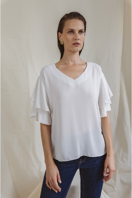 Georgette wide blouse ruffles sleeves Gala