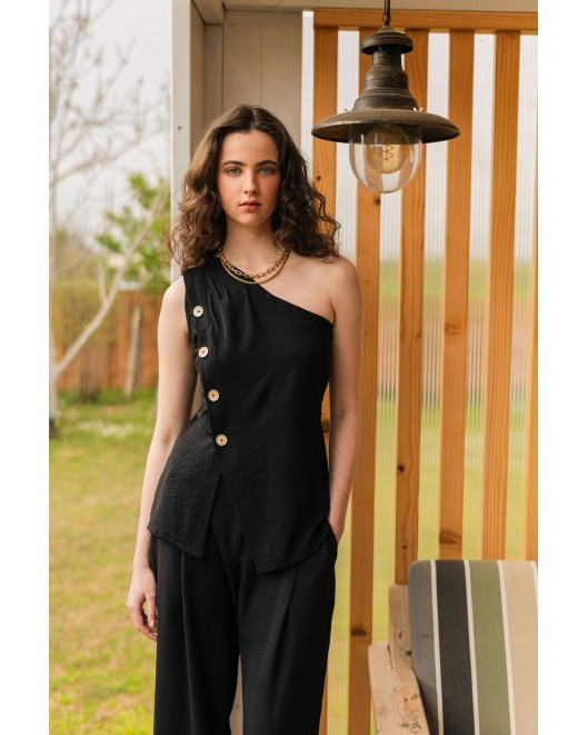 Μπλούζα αμάνικη κουμπιά ένας ώμος ΙΣΙΑ ΓΡΑΜΜΗ