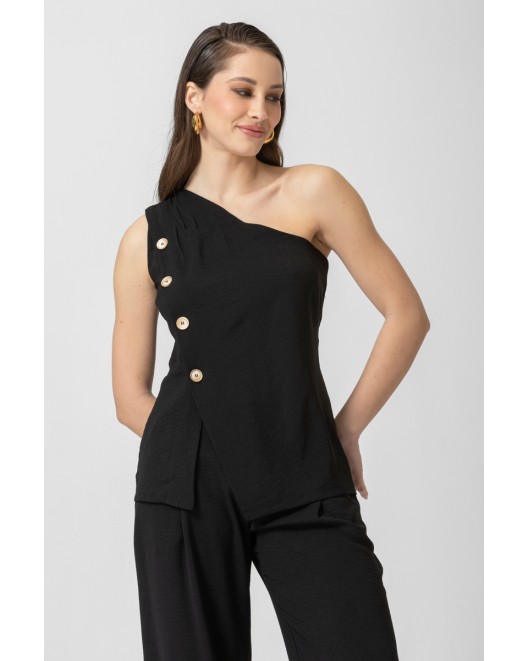 Μπλούζα αμάνικη κουμπιά ένας ώμος ΙΣΙΑ ΓΡΑΜΜΗ