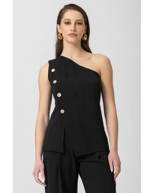 Μπλούζα αμάνικη κουμπιά ένας ώμος ΙΣΙΑ ΓΡΑΜΜΗ