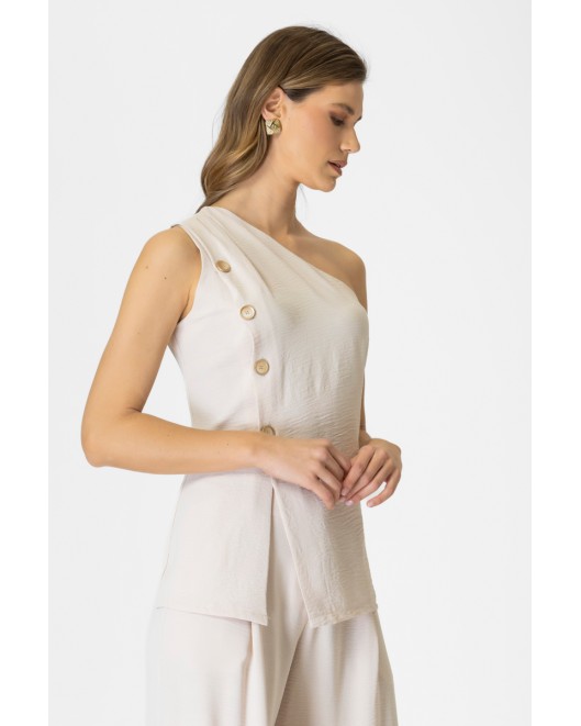 Μπλούζα αμάνικη κουμπιά ένας ώμος ΙΣΙΑ ΓΡΑΜΜΗ