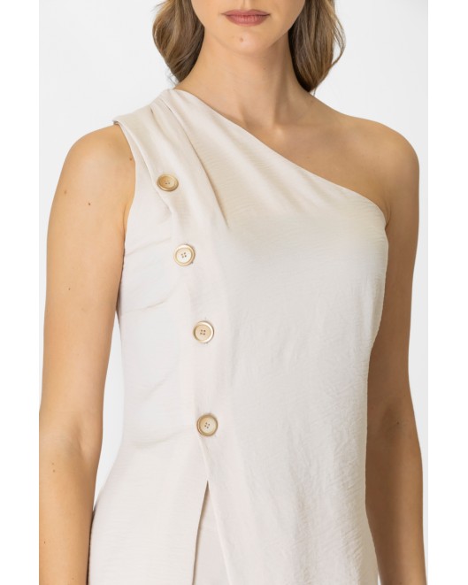 Μπλούζα αμάνικη κουμπιά ένας ώμος ΙΣΙΑ ΓΡΑΜΜΗ