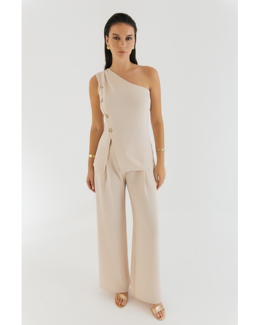 Μπλούζα αμάνικη κουμπιά ένας ώμος ΙΣΙΑ ΓΡΑΜΜΗ