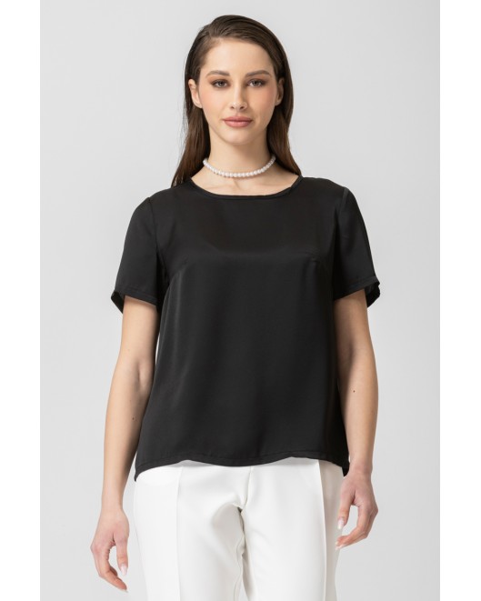 Satin blouse with short sleeves Jasmine STRAIGHT LINE