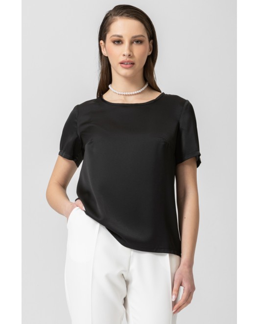 Satin blouse with short sleeves Jasmine STRAIGHT LINE