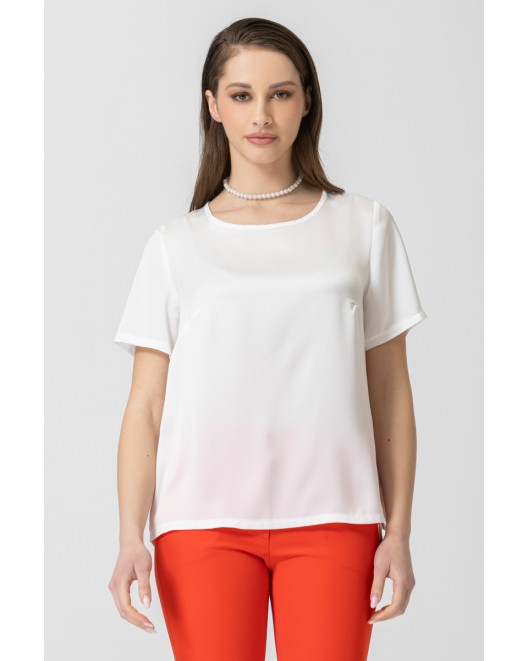 Satin blouse with short sleeves Jasmine STRAIGHT LINE