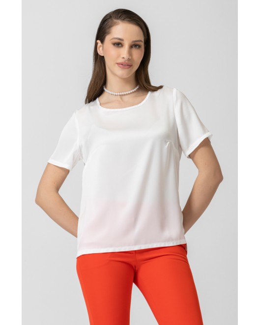 Satin blouse with short sleeves Jasmine STRAIGHT LINE