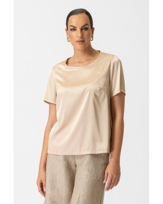 Satin blouse with short sleeves Jasmine STRAIGHT LINE