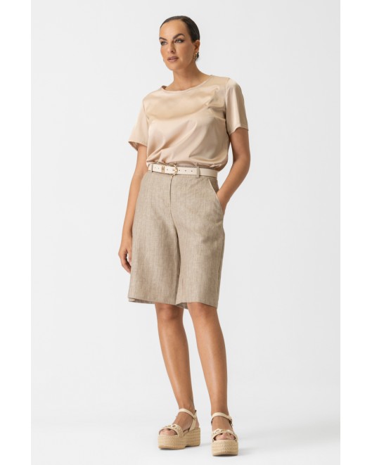 Satin blouse with short sleeves Jasmine STRAIGHT LINE