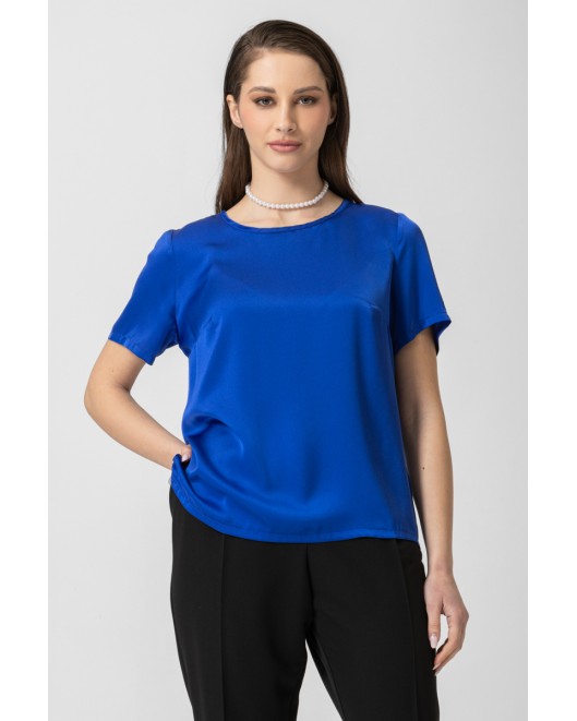 Satin blouse with short sleeves Jasmine STRAIGHT LINE