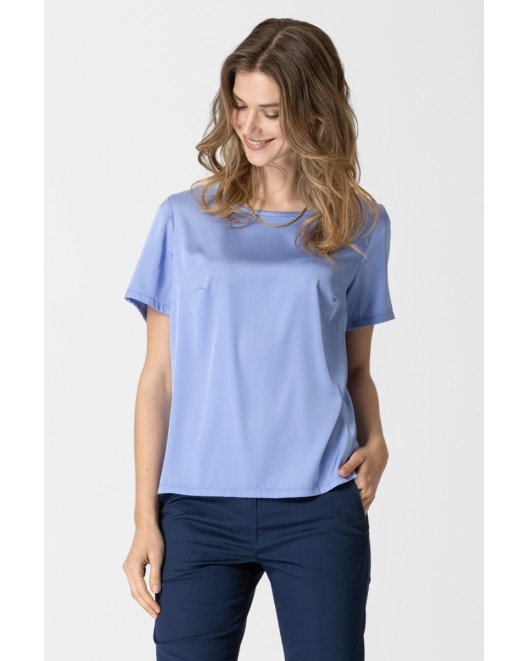 Satin blouse with short sleeves Jasmine STRAIGHT LINE