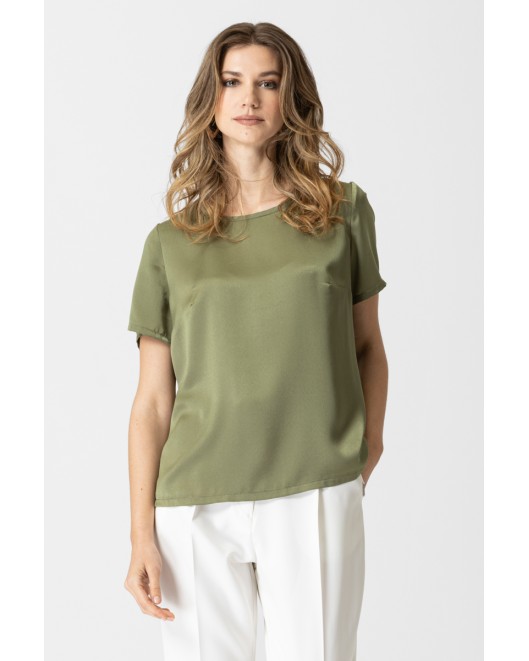 Satin blouse with short sleeves Jasmine STRAIGHT LINE