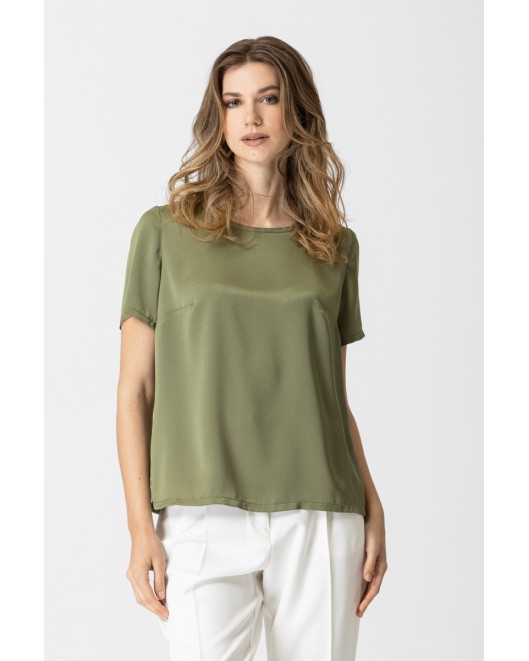 Satin blouse with short sleeves Jasmine STRAIGHT LINE