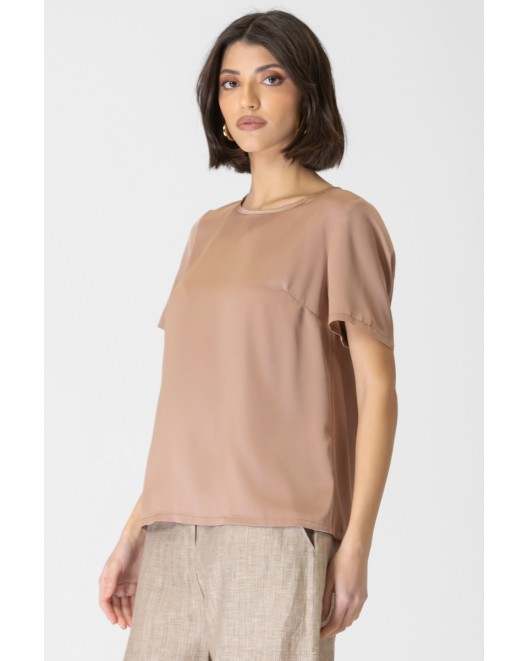 Satin blouse with short sleeves Jasmine STRAIGHT LINE
