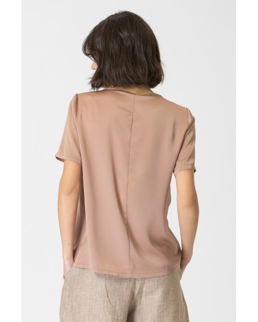 Satin blouse with short sleeves Jasmine STRAIGHT LINE