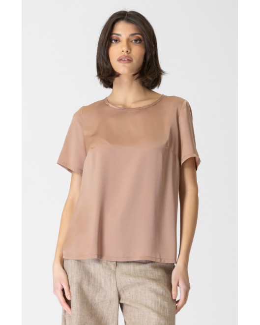 Satin blouse with short sleeves Jasmine STRAIGHT LINE