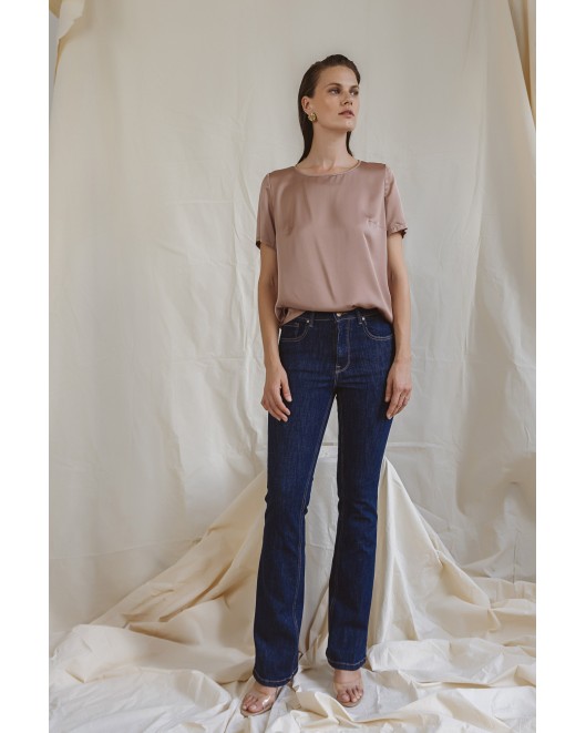 Satin blouse with short sleeves Jasmine STRAIGHT LINE