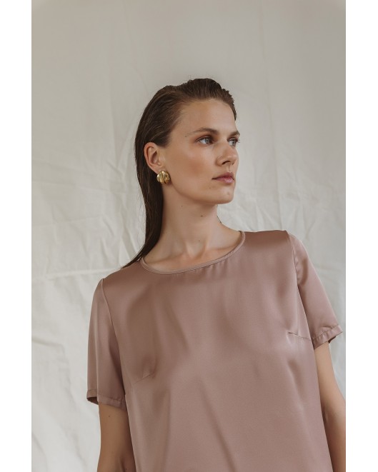 Satin blouse with short sleeves Jasmine STRAIGHT LINE