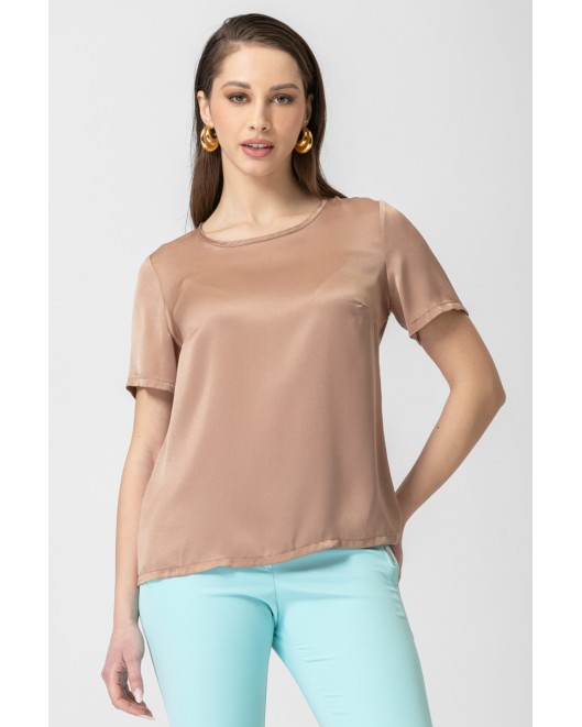 Satin blouse with short sleeves Jasmine STRAIGHT LINE