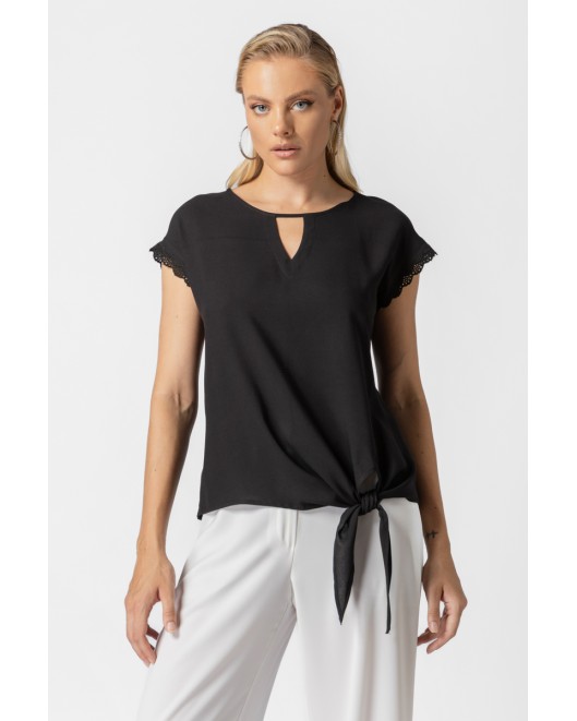 Viscose blouse with lace Yuli STRAIGHT LINE