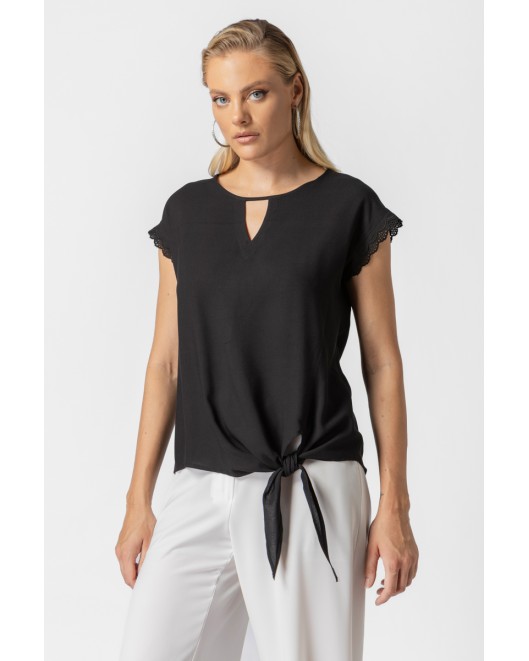 Viscose blouse with lace Yuli STRAIGHT LINE