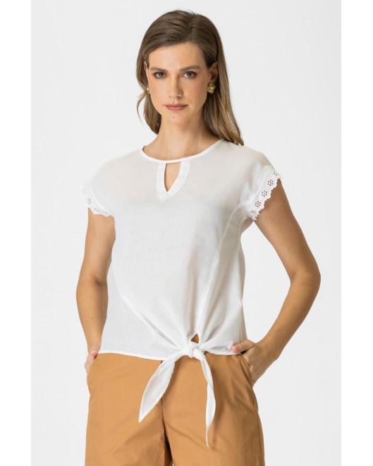 Viscose blouse with lace Yuli STRAIGHT LINE