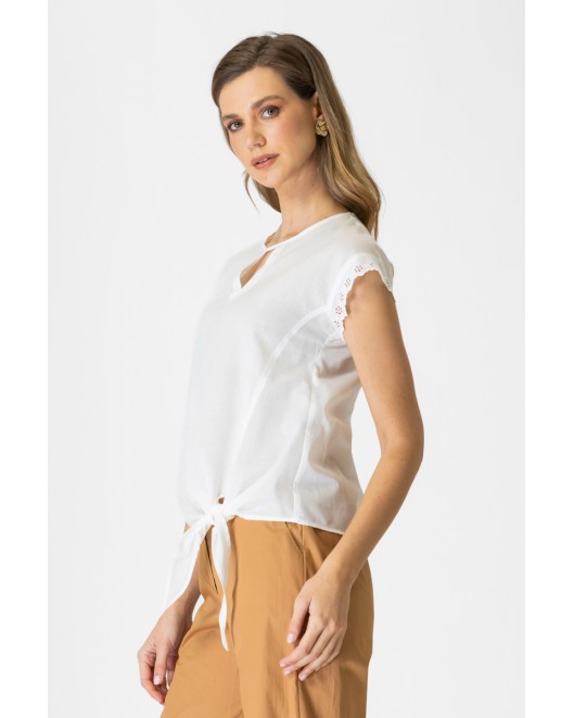 Viscose blouse with lace Yuli STRAIGHT LINE