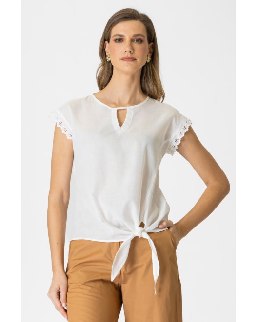 Viscose blouse with lace Yuli STRAIGHT LINE