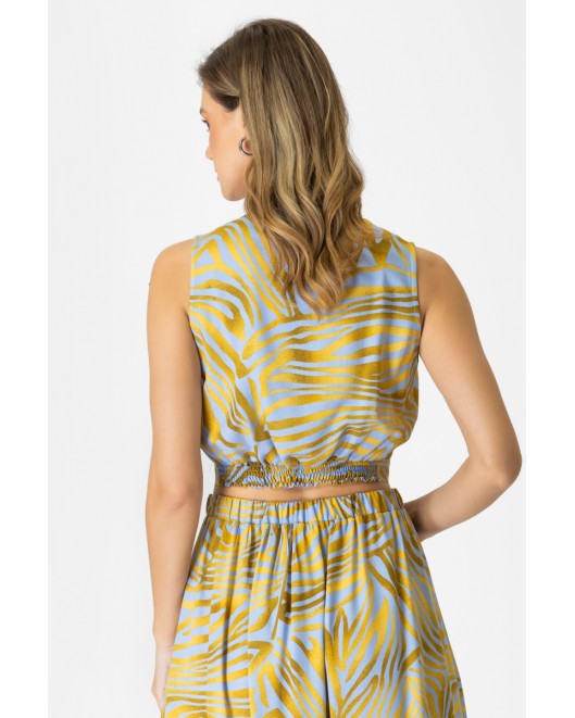Printed viscose blouse wrapped V-LINE