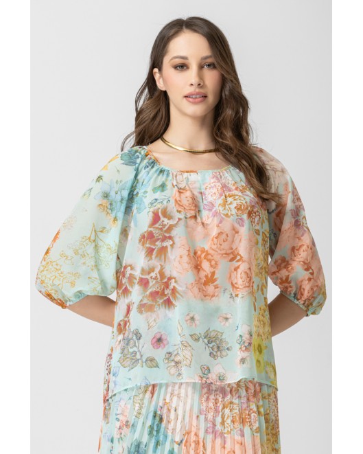 Printed chiffon blouse sleeves Sonia BLOUSES