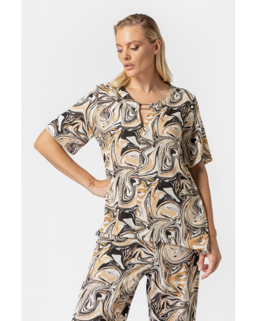 Μπλούζα εμπριμέ βισκόζ τόκα