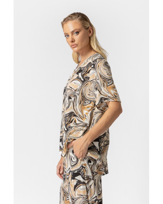 Μπλούζα εμπριμέ βισκόζ τόκα