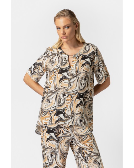 Μπλούζα εμπριμέ βισκόζ τόκα