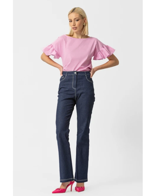 Μπλούζα ποπλίνα βολάν Candia