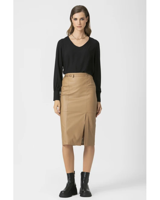 Φούστα δερματίνη με τοκαδάκι