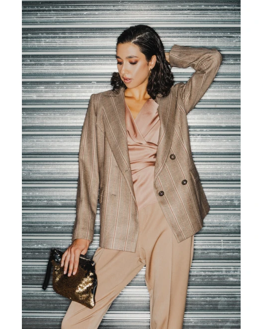 Σακάκι ριγέ lurex σταυροκούμπι