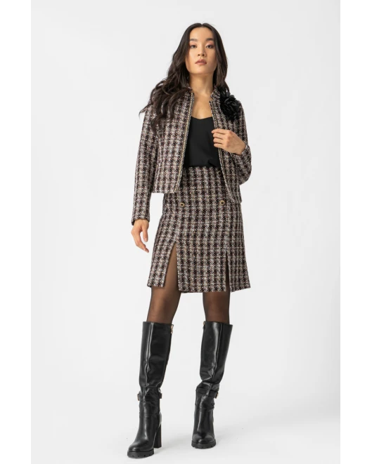 Φούστα Tweed με κουμπιά