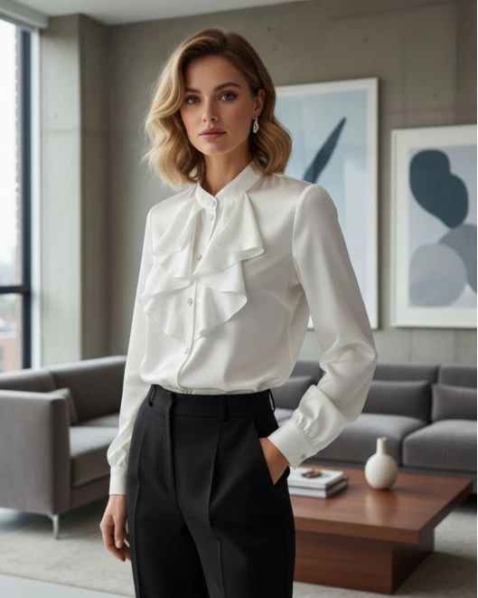 Πουκάμισο μεταξωτό βολάν