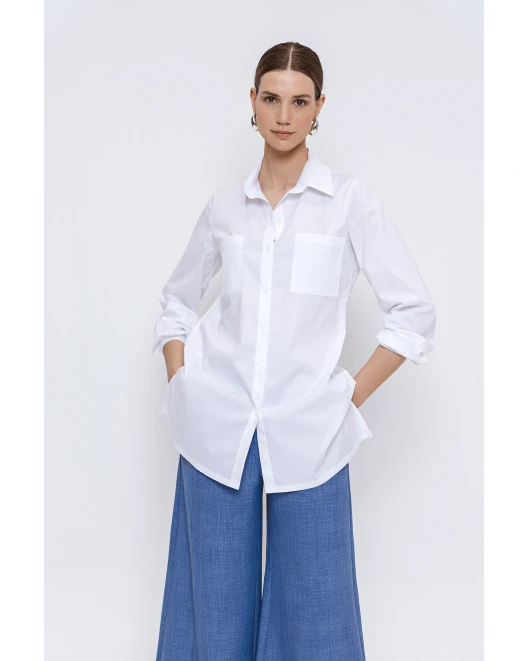 Πουκαμίσα ποπλίνα με σχισίματα και τσέπες ΠΟΥΚΑΜΙΣΑ