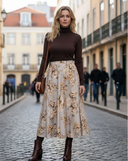 Φούστα σατέν εμπριμέ κλος